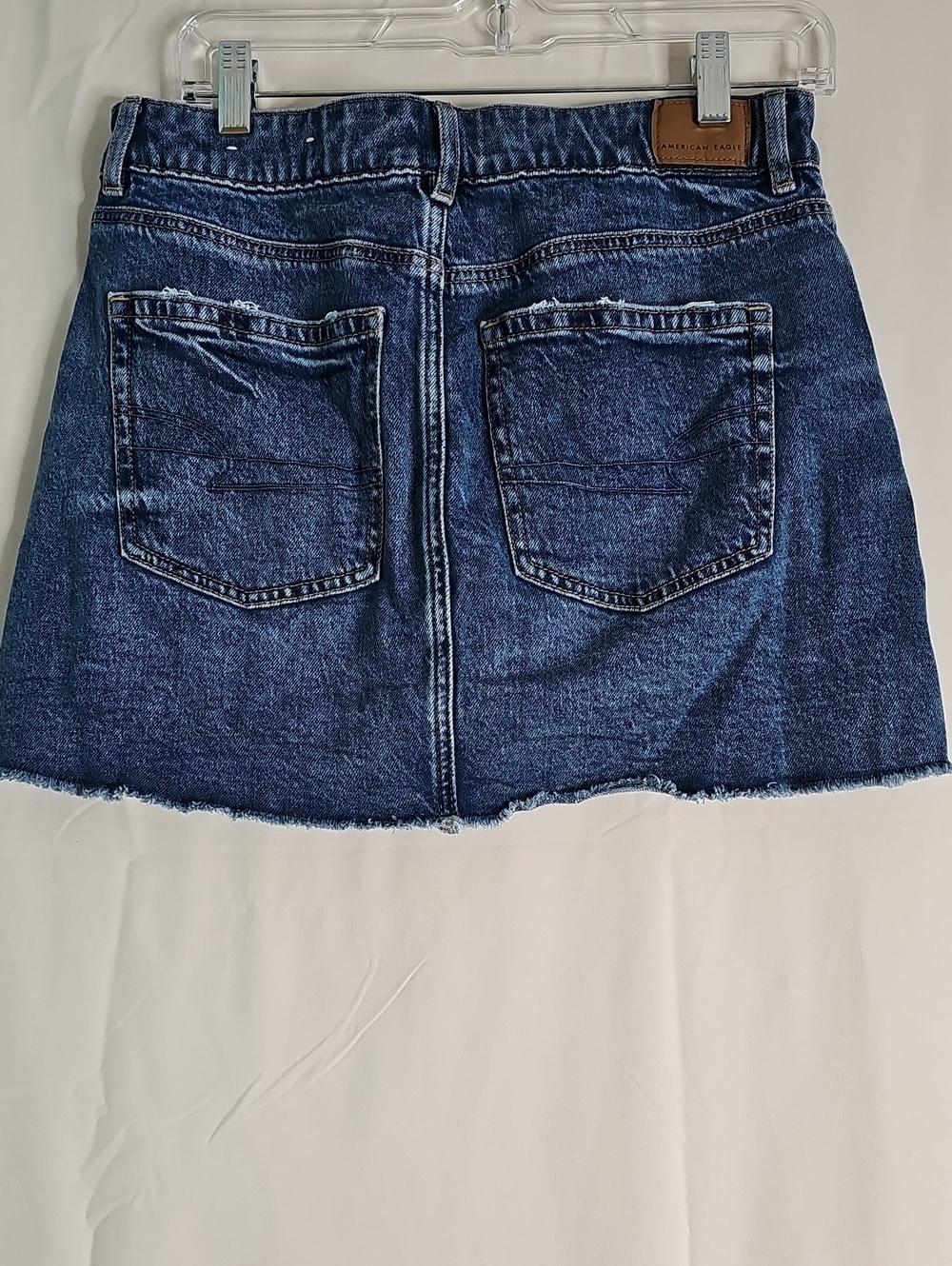 American Eagle Outfitters Dark Blue Distressed Denim Mini Skirt - Picture 3 of 6